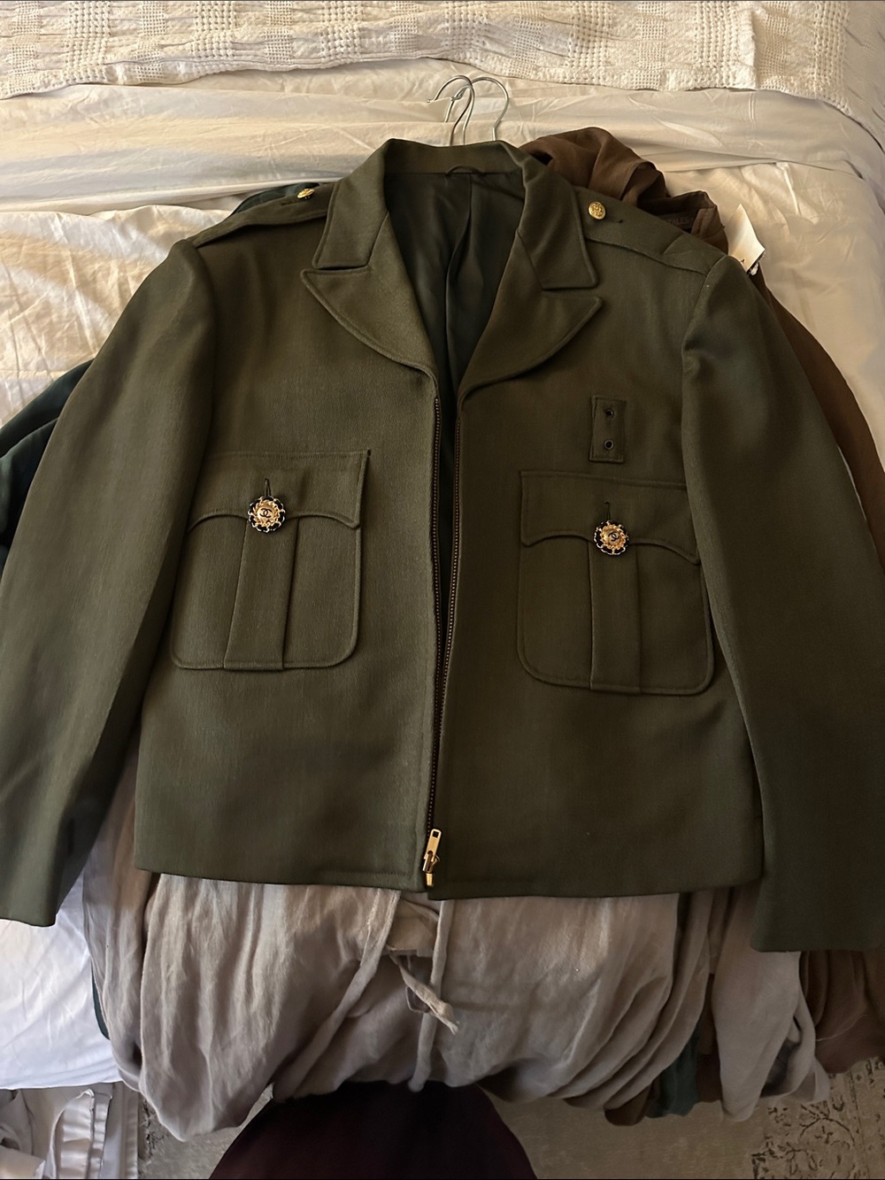 Olive Green Military-Style Jacket
